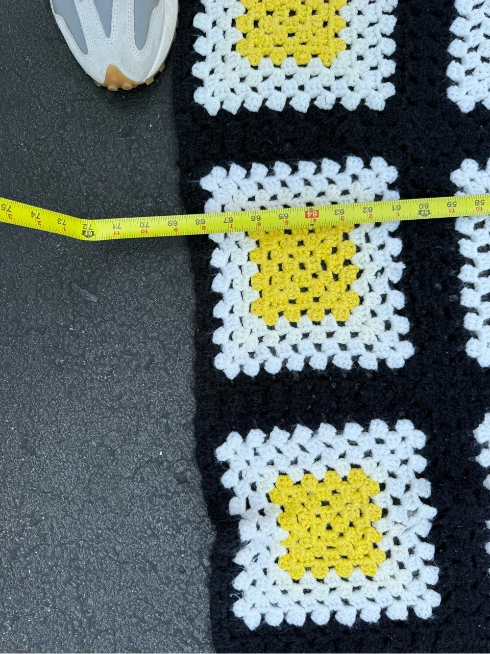 Handmade Black, White & Yellow Crochet Throw - Home Accents